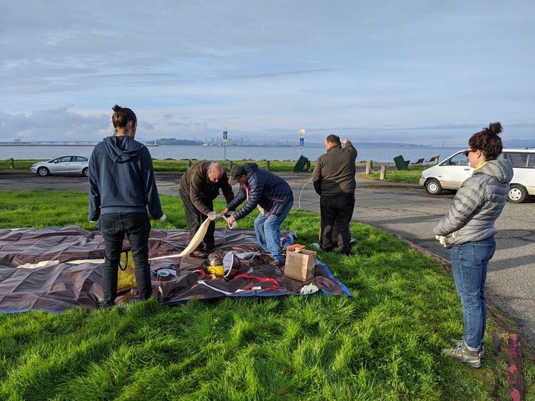 Getting ready to fill the balloon