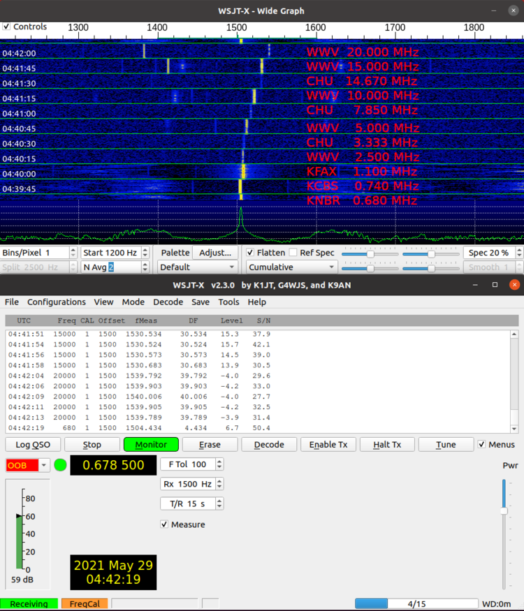 Frequency calibration using WSJT-X