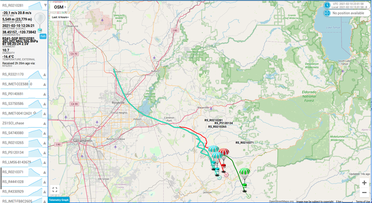 Radiosondes near Beale AFB