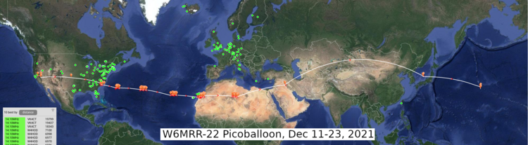 W6MRR-22 picoballoon trajectory