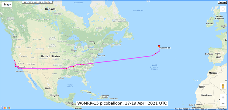 aprs.fi map of voyage