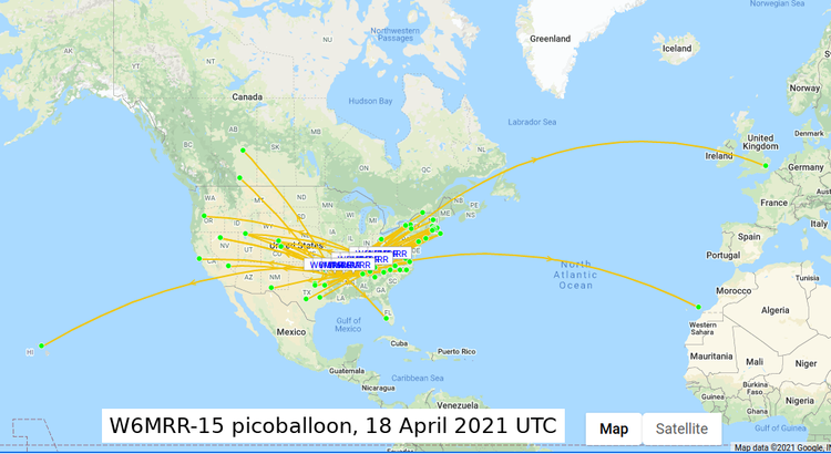 WSPR packets from Sunday April 18th
