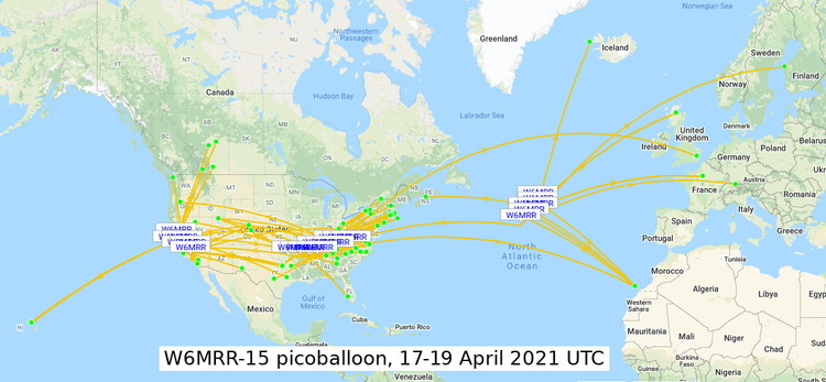 WSPR map of voyage