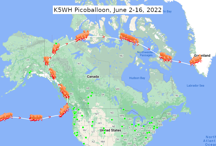 K5WH Picoballoon, June 2-16, 2022